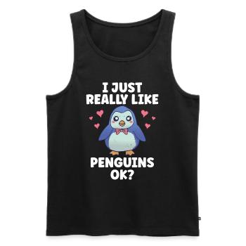J’aime juste les pingouins très animal pingouin mignon - Débardeur bio Premium Homme - noir - Devant - Michal (187cm)