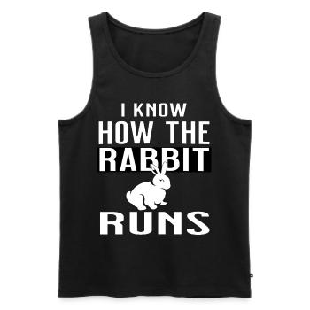 I know how the rabbit runs - lustiges Sprichwort - Männer Premium Bio Tank Top - Schwarz - Vorne - Michal (187cm)
