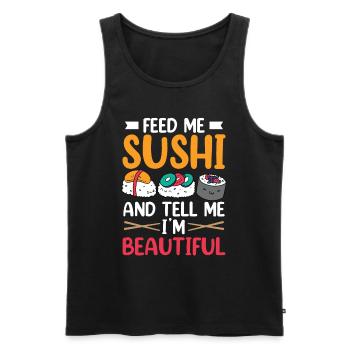 Nourrir des sushis et me dire que je suis belle - Débardeur bio Premium Homme - noir - Devant - Michal (187cm)