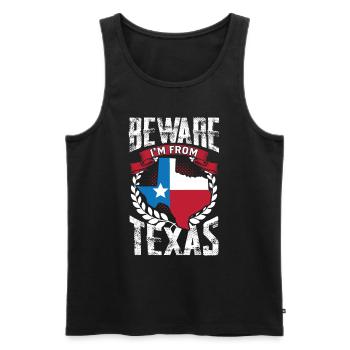 Achtung: Ich Komme Aus Texas Texaner Texanisch - Männer Premium Bio Tank Top - Schwarz - Vorne - AI Model Male 178 light (178cm)
