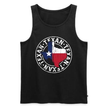 Texaner Sprüche Texas Stolz Texanisch - Männer Premium Bio Tank Top - Schwarz - Vorne - AI Model Male 178 light (178cm)