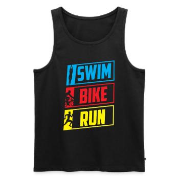 Swim Bike Run Triathlon Triathlet Triathletin - Männer Premium Bio Tank Top - Schwarz - Vorne - Michal (187cm)