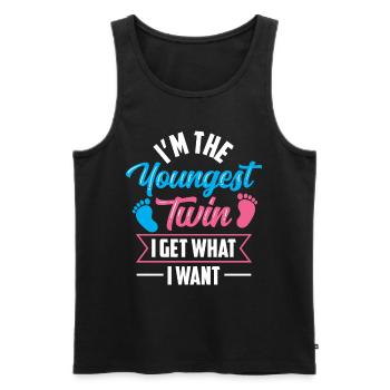 Bin Der Jüngste Zwilling Ich Bekomme Was Ich Will - Männer Premium Bio Tank Top - Schwarz - Vorne - Michal (187cm)