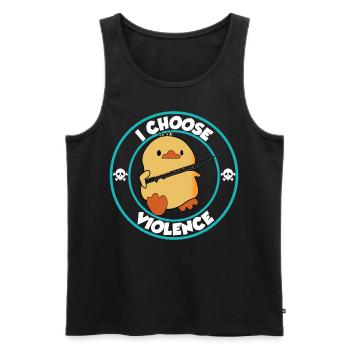 I choose violence - funny duck with sword - Men's Premium Organic Tank Top - black - Front - AI Model Male 178 light (178cm)