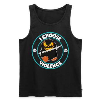 I choose violence - funny duck with sword - Men's Premium Organic Tank Top - black - Front - AI Model Male 178 light (178cm)