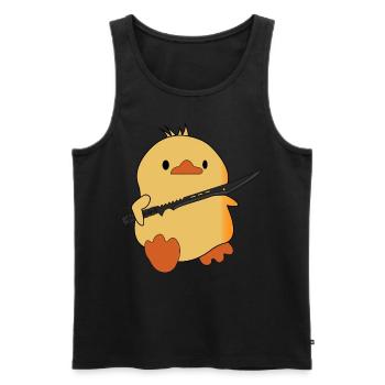 funny duck with sword - katana - Men's Premium Organic Tank Top - black - Front - AI Model Male 178 light (178cm)