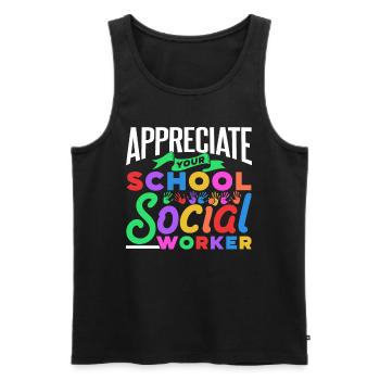 Appréciez votre profession de travailleur social scolaire - Débardeur bio Premium Homme - noir - Devant - Michal (187cm)