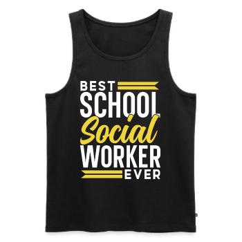 Meilleur travailleur social scolaire de tous les temps - Débardeur bio Premium Homme - noir - Devant - Michal (187cm)