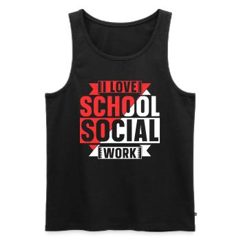 J’aime le travail social scolaire travailleur social scolaire - Débardeur bio Premium Homme - noir - Devant - Michal (187cm)