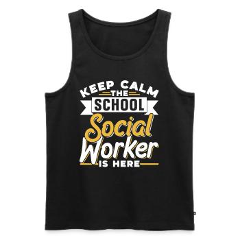 Keeping calm The school social worker is a profession - Men's Premium Organic Tank Top - black - Front - Michal (187cm)