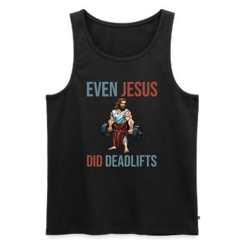 Even Jesus did deadlift muscles - Men's Premium Organic Tank Top - black - Front - Michal (187cm)