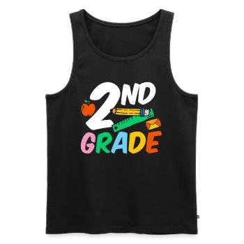 Second Grade Second Grader Teacher Student School - Men's Premium Organic Tank Top - black - Front - AI Model Male 178 light (178cm)