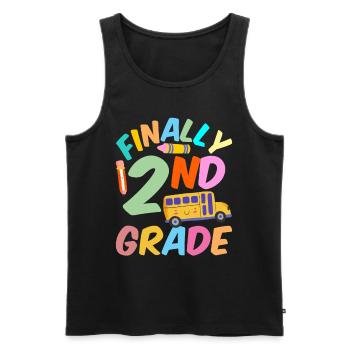 Finally Second Grade Teacher School Second Grader - Men's Premium Organic Tank Top - black - Front - AI Model Male 178 light (178cm)