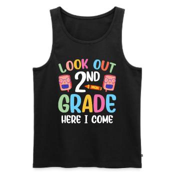 Attention second grade, I'm coming second graders - Men's Premium Organic Tank Top - black - Front - AI Model Male 178 light (178cm)