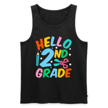 Hello 2nd Grade Second Grade Second Grader - Men's Premium Organic Tank Top - black - Front - AI Model Male 178 light (178cm)