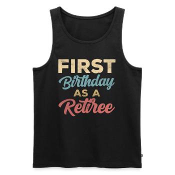 First birthday as a pensioner pensioner pregnant - Men's Premium Organic Tank Top - black - Front - AI Model Male 178 light (178cm)