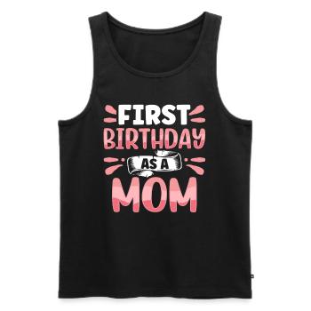 First Birthday As a Mother Sayings Pregnant - Men's Premium Organic Tank Top - black - Front - AI Model Male 178 light (178cm)