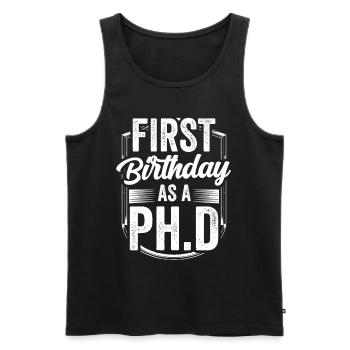 First birthday as a PhD student Sayings pregnant - Men's Premium Organic Tank Top - black - Front - AI Model Male 178 light (178cm)