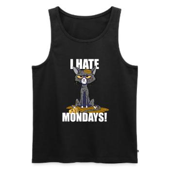 Katze i hate mondays lustiger Montag Spruch - Männer Premium Bio Tank Top - Schwarz - Vorne - AI Model Male 178 light (178cm)