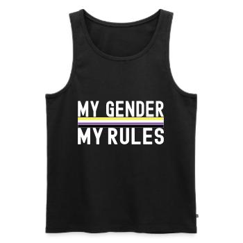 Non Binary Pride Genderqueer - Men's Premium Organic Tank Top - black - Front - AI Model Male 178 light (178cm)