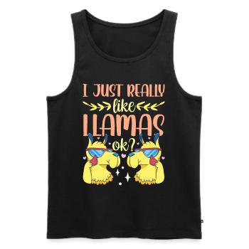 J’aime beaucoup les lamas animaux lama lama - Débardeur bio Premium Homme - noir - Devant - AI Model Male 178 light (178cm)