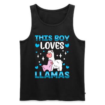 This boy loves llama's sayings animal llama llama - Men's Premium Organic Tank Top - black - Front - Michal (187cm)