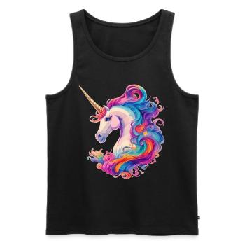Créature mythique licorne à crinière arc-en-ciel licorne - Débardeur bio Premium Homme - noir - Devant - Michal (187cm)
