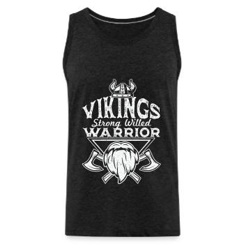 Strong Willed Vikings Warrior - Männer Premium Bio Tank Top - Anthrazit - Vorne - Alexander (188cm)