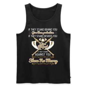 Give Protection Respect No Mercy - Männer Premium Bio Tank Top - Schwarz - Vorne - AI Model Male 178 light (178cm)