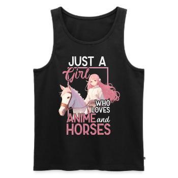 Pferde Mädchen Anime Spruch mit Manga Zeichnung - Männer Premium Bio Tank Top - Schwarz - Vorne - Michal (187cm)