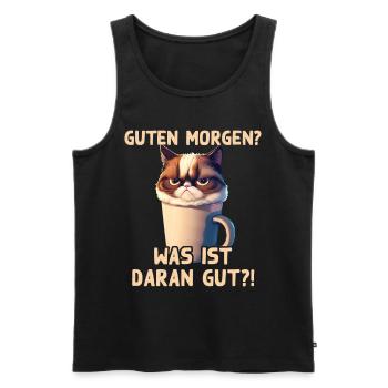 Guten Morgen, was ist daran gut?! Lustiger Spruch - Männer Premium Bio Tank Top - Schwarz - Vorne - Michal (187cm)