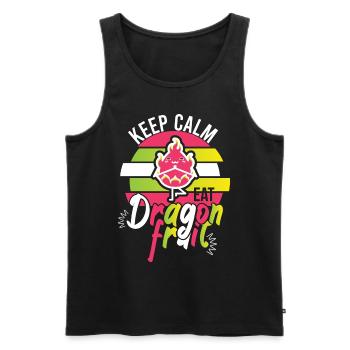 Keep Calm Eat Dragon Fruit - Männer Premium Bio Tank Top - Schwarz - Vorne - AI Model Male 178 light (178cm)