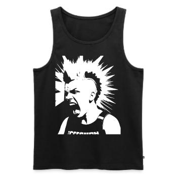 Schreiender Punkrocker mit Mohican Anarchy Punk - Männer Premium Bio Tank Top - Schwarz - Vorne - Michal (187cm)