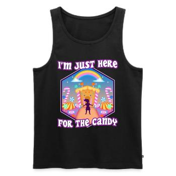 Im just here for the candy - Men's Premium Organic Tank Top - black - Front - AI Model Male 178 light (178cm)