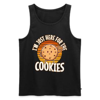 im just here for the cookies - Men's Premium Organic Tank Top - black - Front - AI Model Male 178 light (178cm)