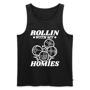 Rollin with my homies Bocce Ball - Men's Premium Organic Tank Top - black - Front - Michal (187cm)