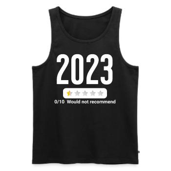 Année 2023 - mauvaise note - ne recommanderait pas - Débardeur bio Premium Homme - noir - Devant - Michal (187cm)