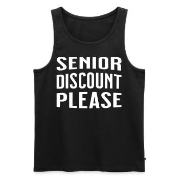 Senior discount please - Rentner Rabatt - Männer Premium Bio Tank Top - Schwarz - Vorne - AI Model Male 178 light (178cm)