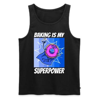 Baking is my Superpower, Donut - Men's Premium Organic Tank Top - black - Front - AI Model Male 178 light (178cm)