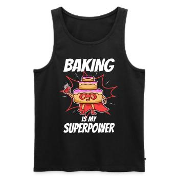 Baking is my Superpower, Torte - Männer Premium Bio Tank Top - Schwarz - Vorne - AI Model Male 178 light (178cm)