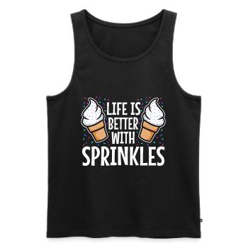 Life Is Better With Sprinkles - Men's Premium Organic Tank Top - black - Front - AI Model Male 178 light (178cm)