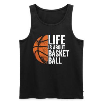 La vie tourne autour des joueurs de l’équipe de basketball - Débardeur bio Premium Homme - noir - Devant - Michal (187cm)