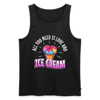 All you need is love and ice cream - Männer Premium Bio Tank Top - Schwarz - Vorne - Michal (187cm)