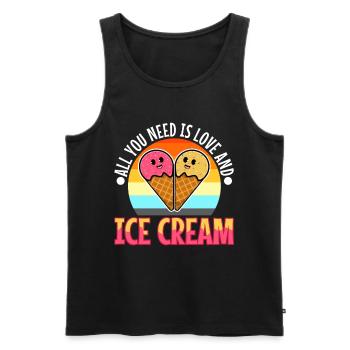 All you need is love and ice cream - Men's Premium Organic Tank Top - black - Front - Michal (187cm)