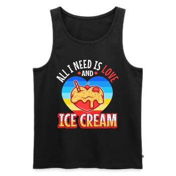 All you need is love and ice cream - Männer Premium Bio Tank Top - Schwarz - Vorne - Michal (187cm)