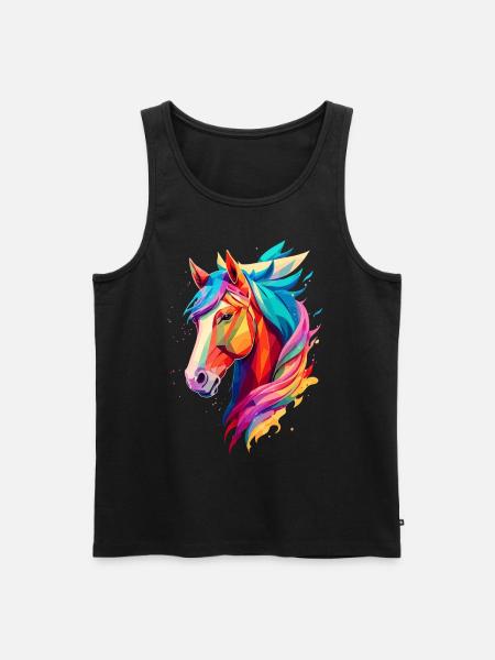 Polygon Pferd - Männer Premium Bio Tank Top - Schwarz