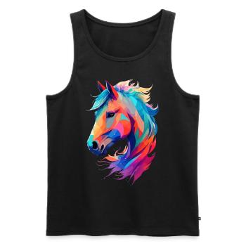 Illustration artistique de la conception de chevaux équestres - Débardeur bio Premium Homme - noir - Devant - Michal (187cm)