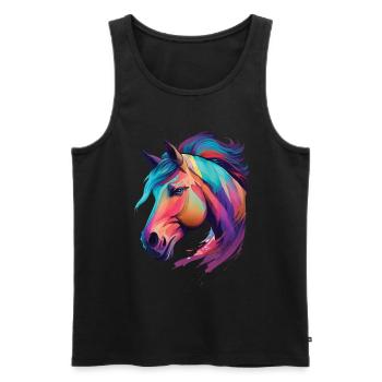 Tête de cheval de poney belle œuvre d’art pour les cavaliers - Débardeur bio Premium Homme - noir - Devant - AI Model Male 178 light (178cm)