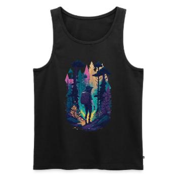 Forest Hiking Nature Hiking Design Illustration - Men's Premium Organic Tank Top - black - Front - Michal (187cm)