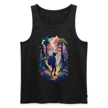 Holidays Nature Hiking in the mountains Leisure Hobby - Men's Premium Organic Tank Top - black - Front - AI Model Male 178 light (178cm)